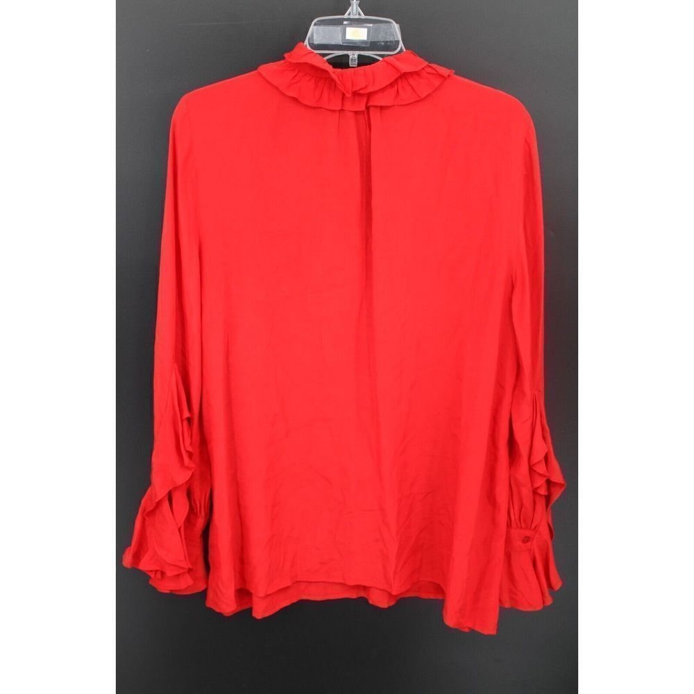 BLAQUE LABEL RED RUFFLE COLAR CUFFS SIZE XS LS BLOUSE - Picture 5 of 8